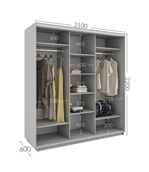 Шафа-купе тридверна 2200/2100/600 Шафа-купе тридверна 2200/2100/600